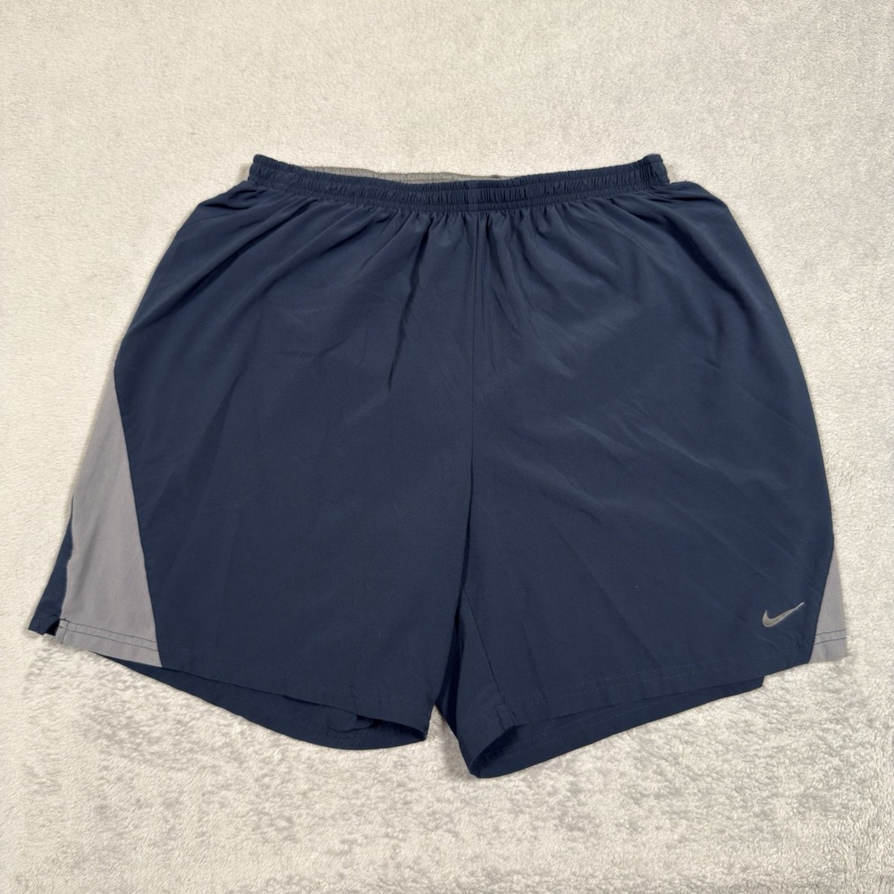 Vintage Nike Shorts Mens XL Navy Blue Travis Scott Mini Swoosh Lined Above Knee